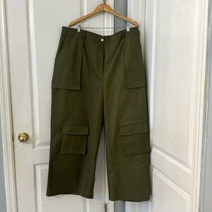 Plus Size Olive Green Cargo Pants – Size 22 | Wide Leg Utility Style